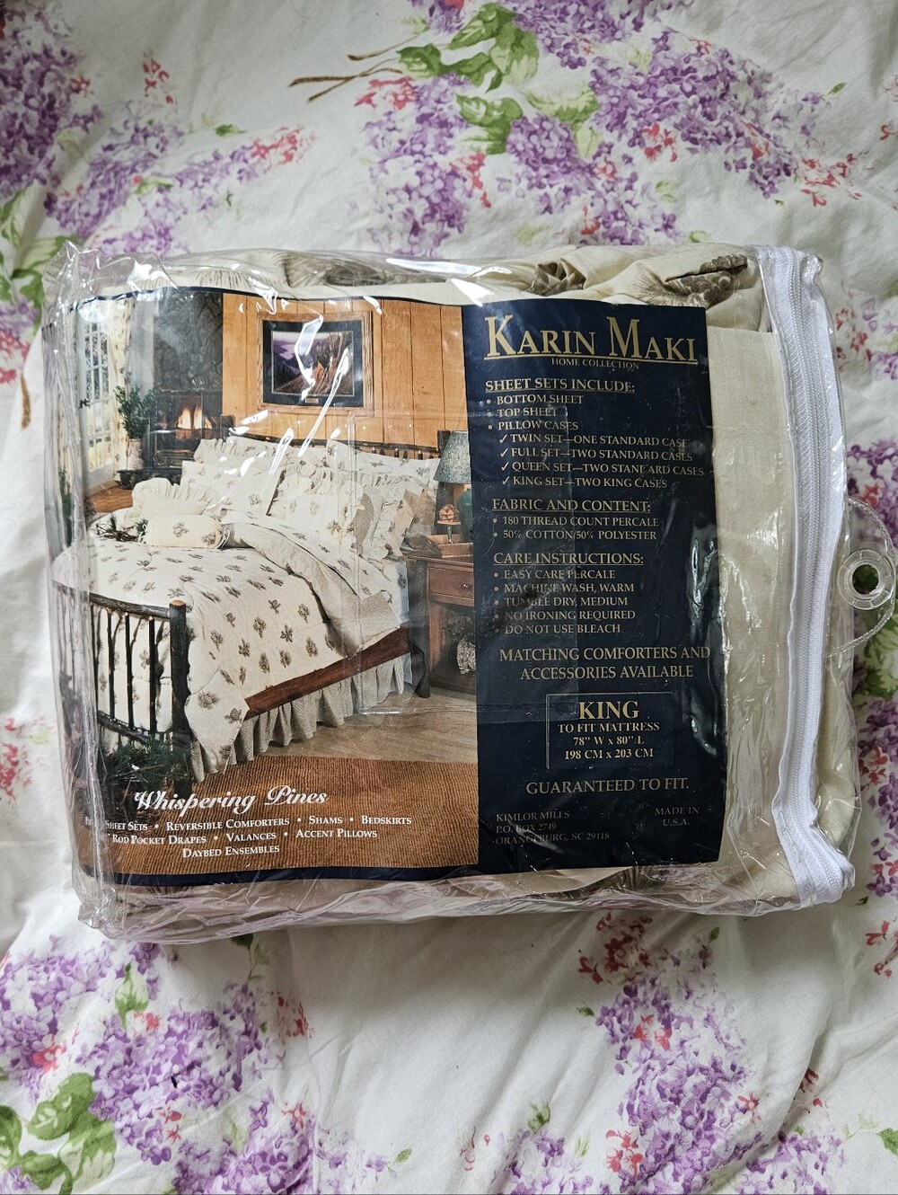 Karin Maki Home Collection Cabelas King Size Percale Sheet Set Pinecone Print